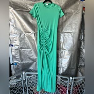 Green maxi dress with adjustable side slit